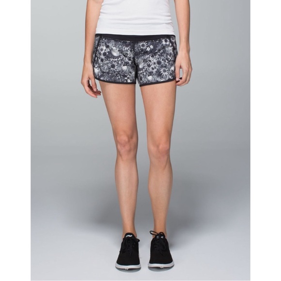 lululemon athletica Pants - Lululemon Run Times Short Flowabunga black angel wing/black 10